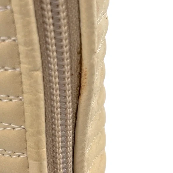Bally Lambskin Leather Quilted Crossbody Bag with Gold Tone Chain in Cream - Picture 10 of 16